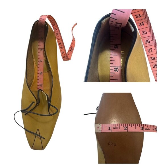 Vintage Neiman Marcus Italian Leather Flats Sz 6.5M Dark Mustard/Tan,  80s - Picture 12 of 12